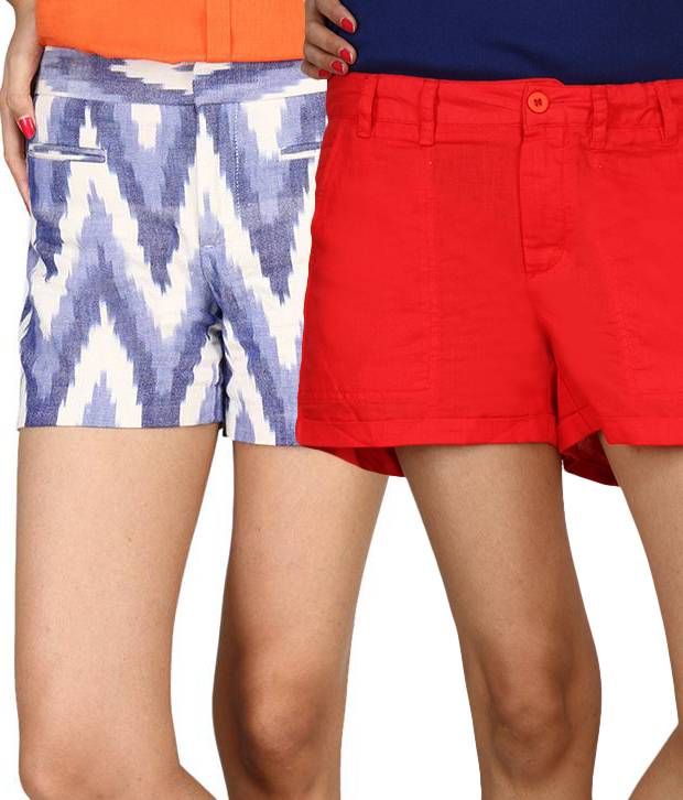 Buy Karishma Red Cotton Short Regular Shorts Combo of 2 shorts Online