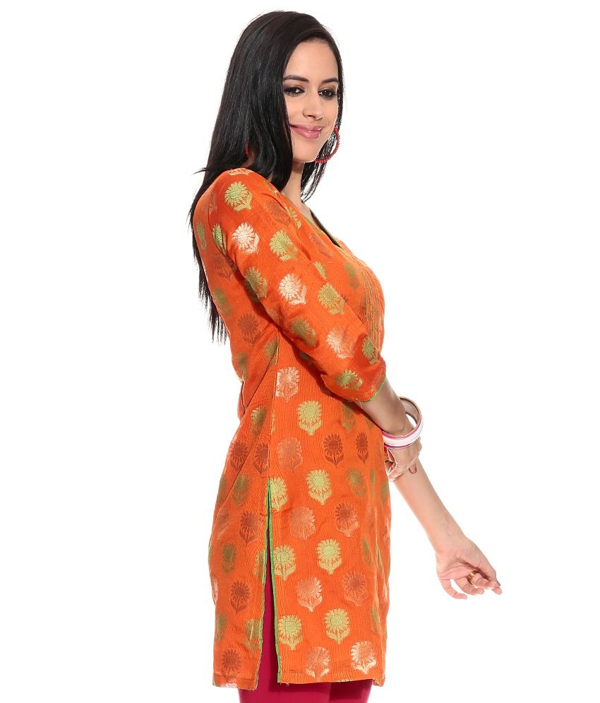 Biba Orange Cotton Kurti - Buy Biba Orange Cotton Kurti Online At Best ...