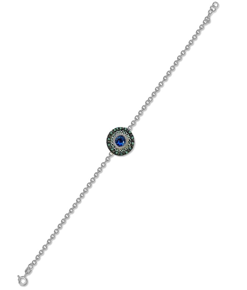 925 Silver Evil Eye Chain Diamond Bracelet By Satyug 925 Silver Evil Eye Chain Diamond Bracelet By Satyug Jewellery