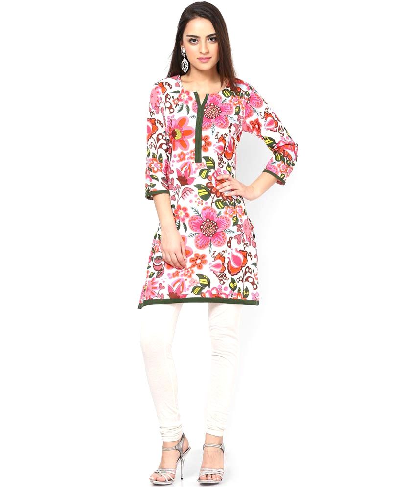 Jaipur Kurtis Pure Cotton Multi Coloured 3/4th Sleeves Kurti - Buy Jaipur Kurtis Pure Cotton 