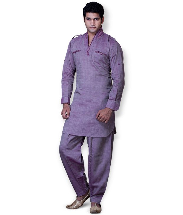 purple colour pathani suit
