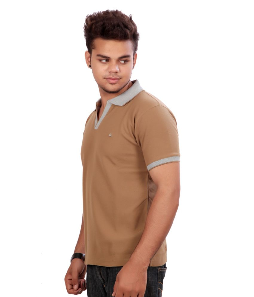 Plain Brown Polo Slimfit Tshirt with contrast collar Plus Size - Buy Plain Brown Polo Slimfit 