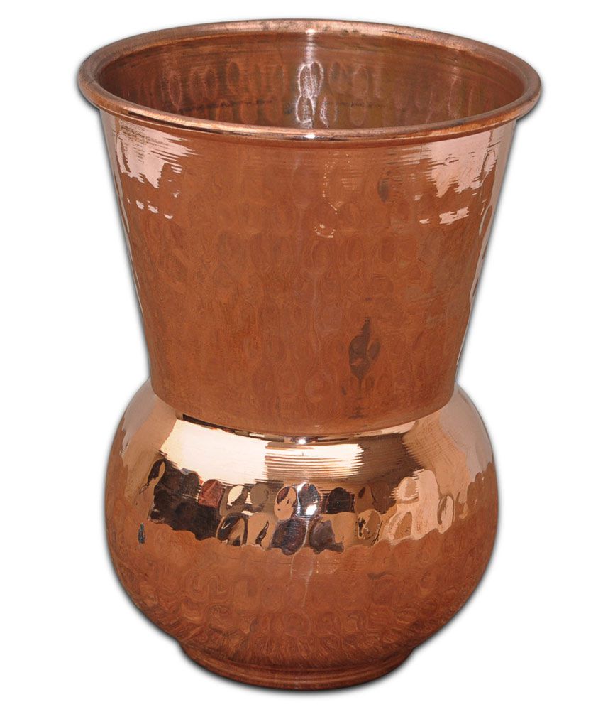     			Prisha India Craft Set Of 2 Copper Glass For Ayurvedic Health Benefits Drinkware Tumbler Indian Copper Utensils