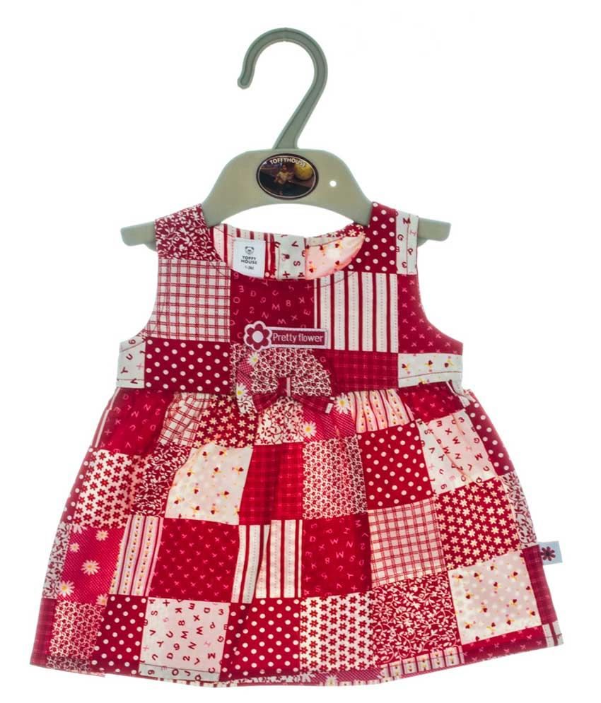 Toffy Housesparkling Red Blocks Baby Frock Buy Toffy Housesparkling