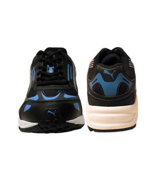 puma black synthetic leather cat runner sports shoes