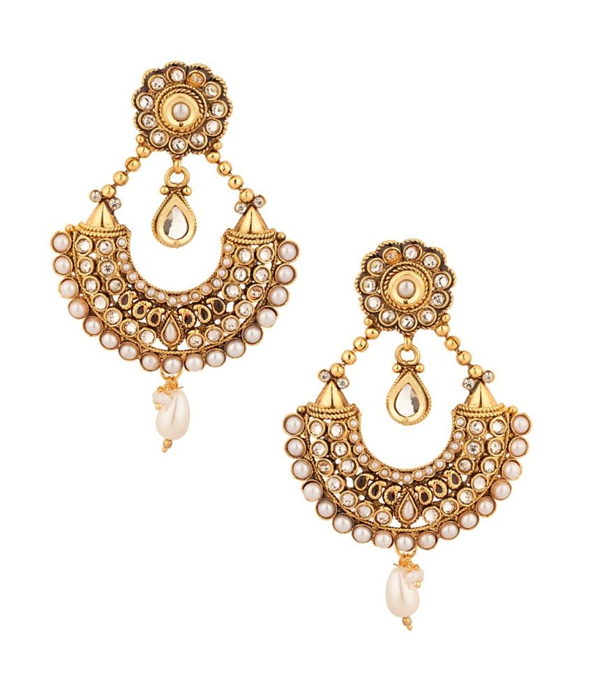 Voylla Crescent Shape Dangler Earrings In Cz Stones Buy Voylla