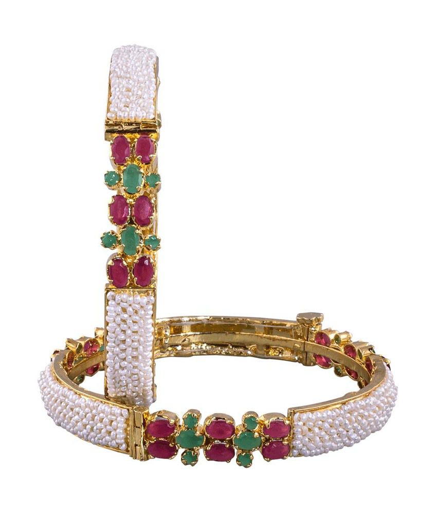 Krishna Pearls & Jewellers Pearl Bangles Buy Krishna Pearls & Jewellers Pearl Bangles Online in