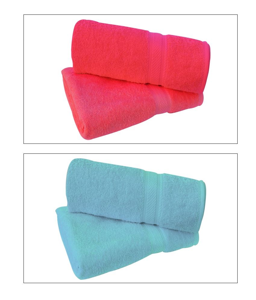 Raymond Set of 2 Cotton Bath Towel Blue & Pink Buy Raymond Set of 2