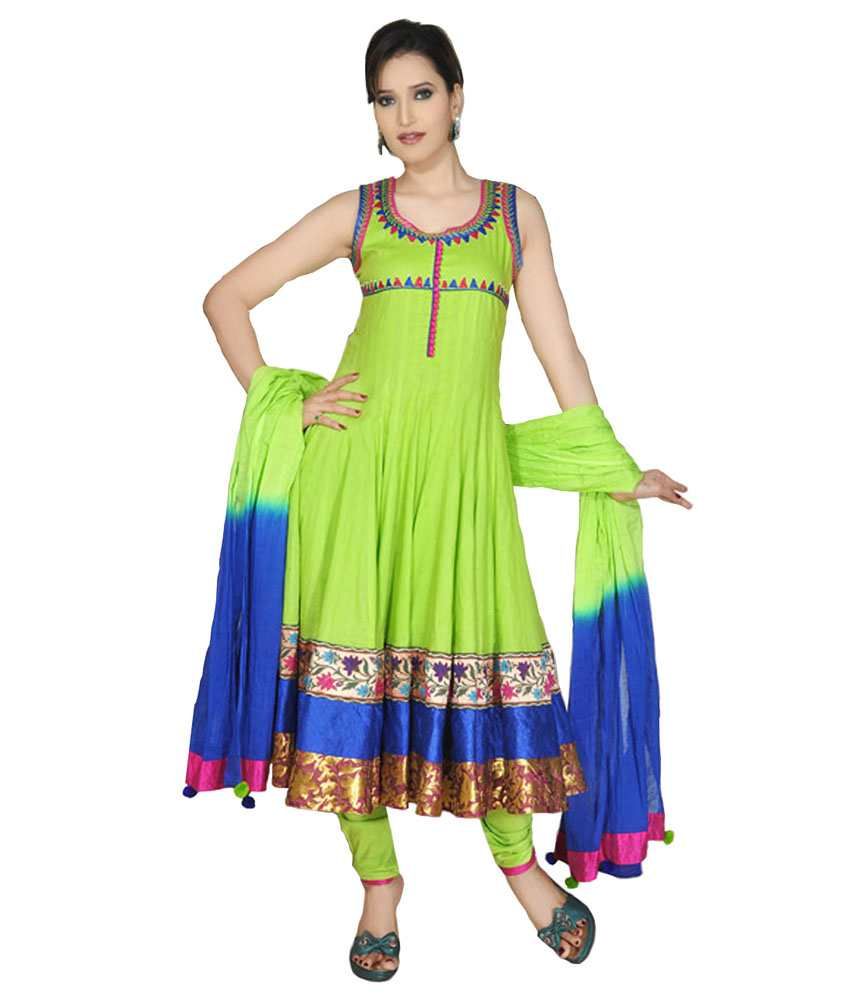 parrot green anarkali suit