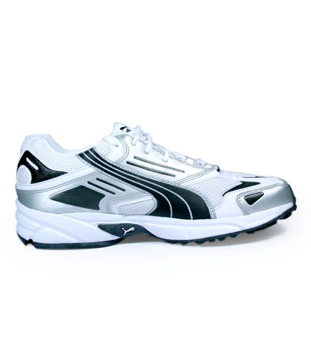 puma cat runner white & silver sports shoes