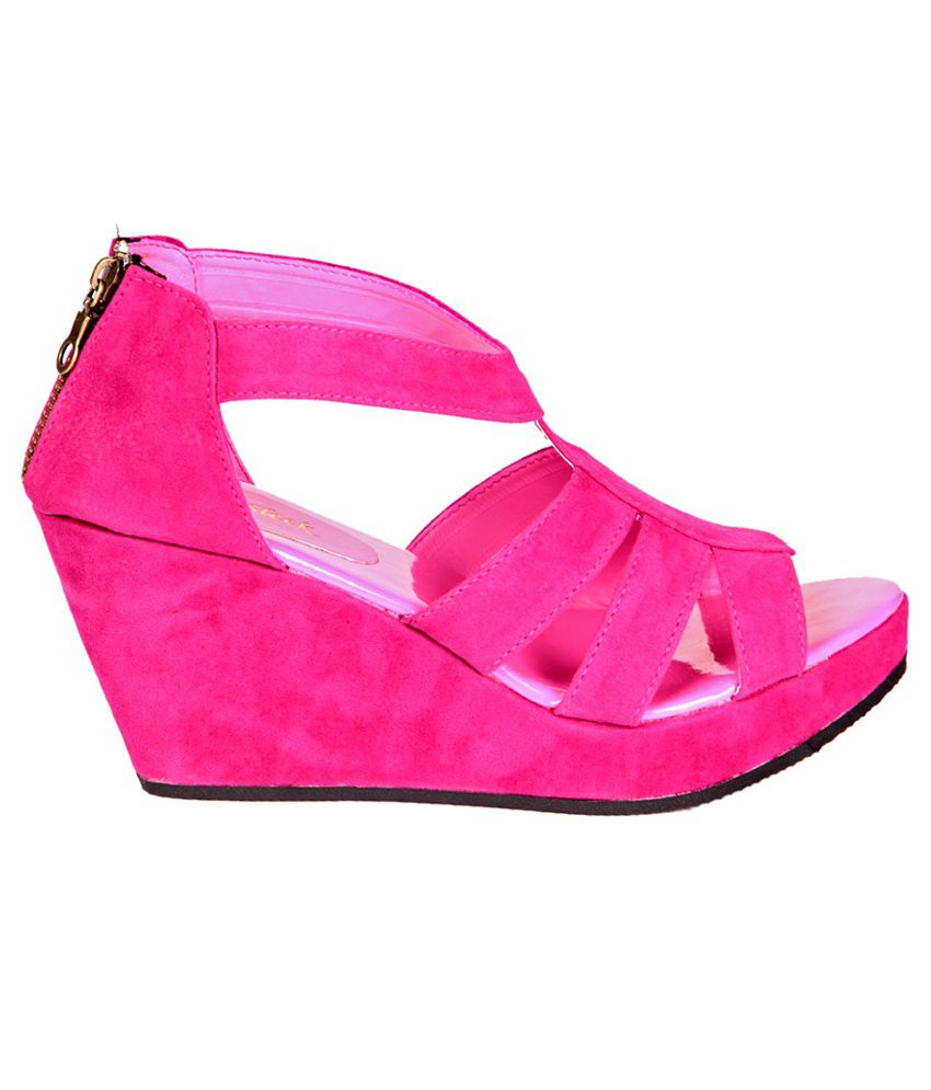 SOFT&SLEEK Pink Wedges Sandals Price in India- Buy SOFT&SLEEK Pink ...