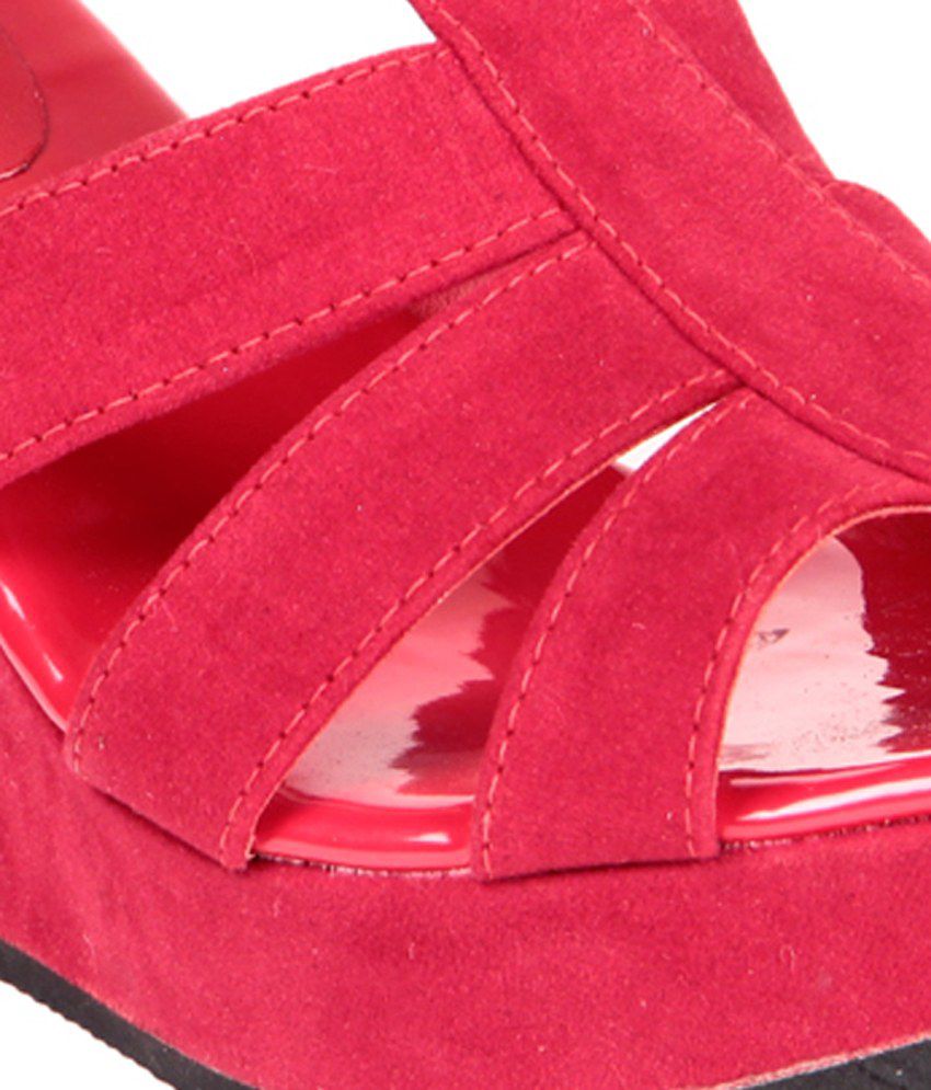 womens red wedge sandals