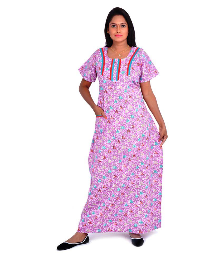 Buy Pommys Purple Cotton Nighty Online at Best Prices in India - Snapdeal
