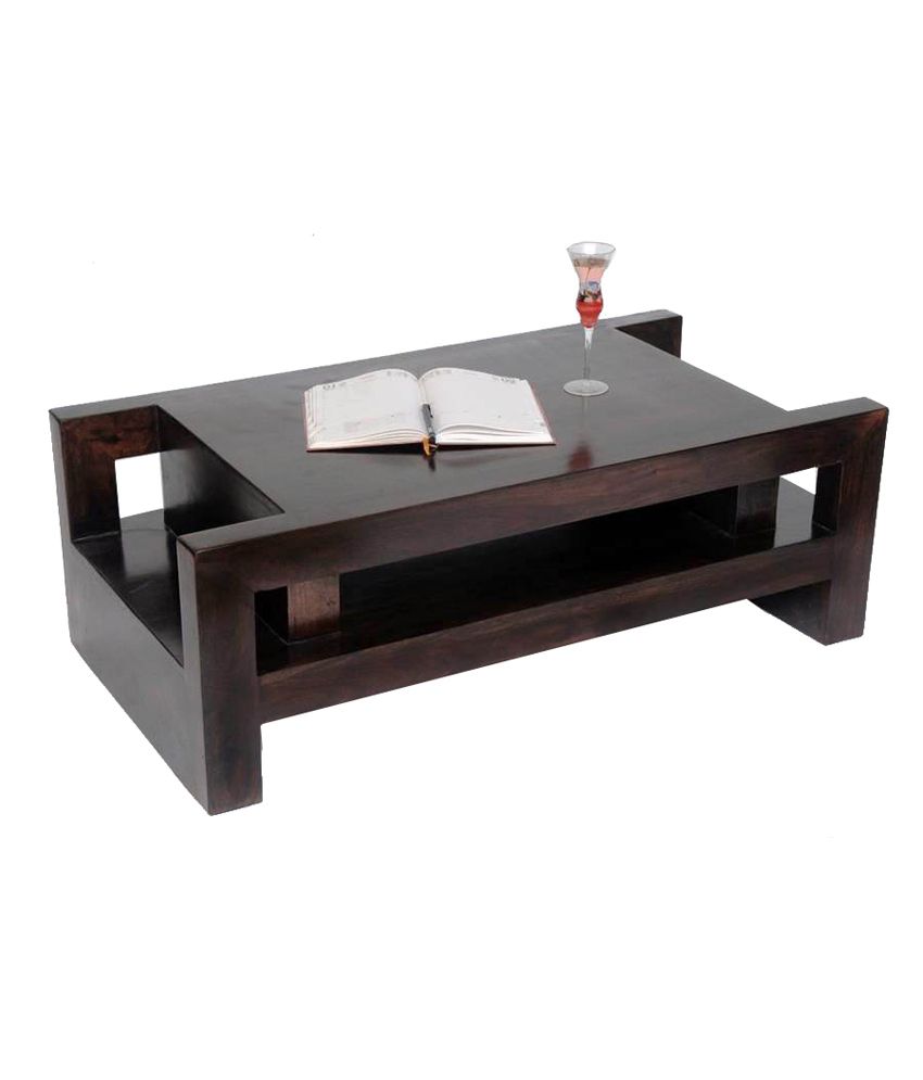 Junglewood Brown Solid Solid Wood Coffee And Center Table ...