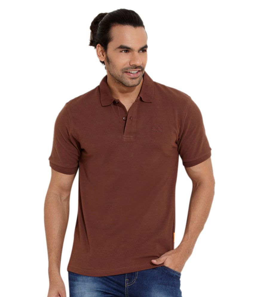 Pure Play Dark Brown Solid Polo T-shirt - Buy Pure Play Dark Brown ...