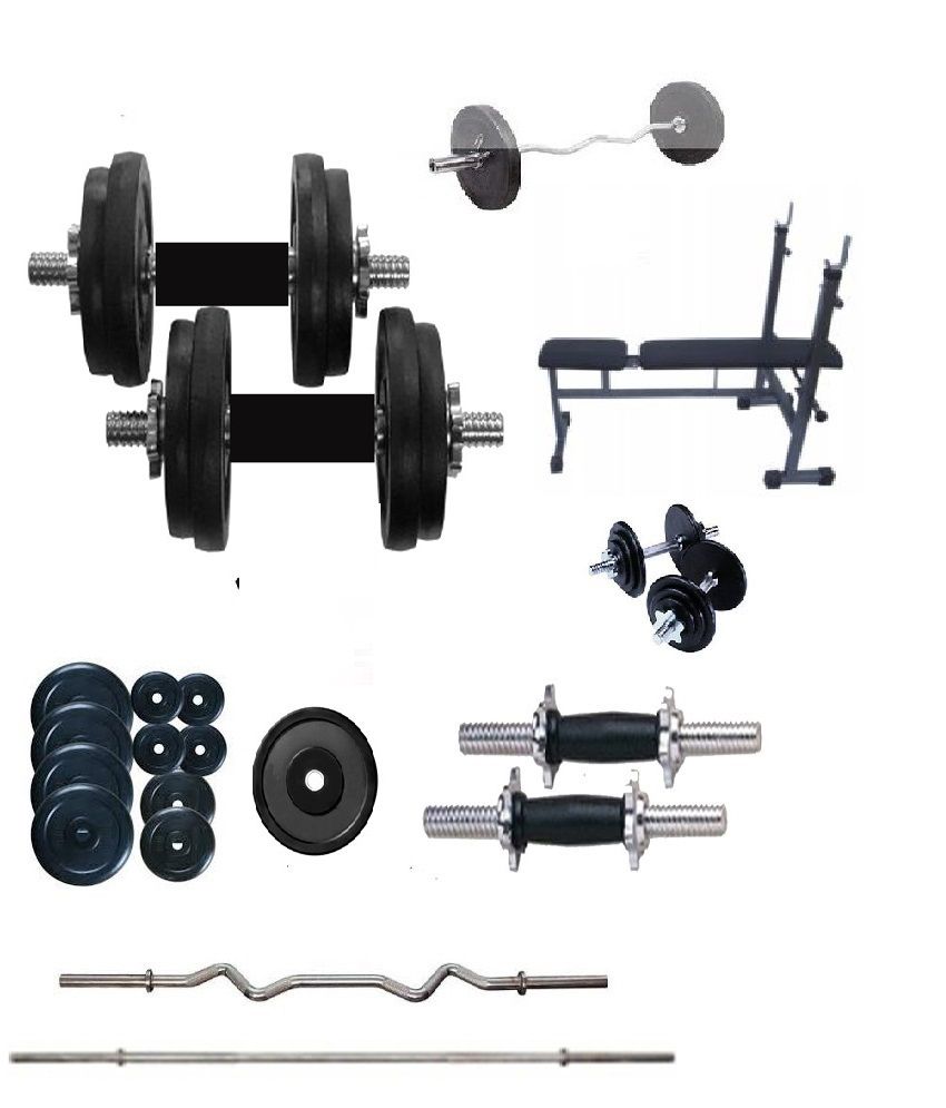 Bodyfit 30 Kg Weight Lifting Home Gym+i/d/f Bench+4 Rods(1 Curl) Buy