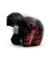Vega Helmet - Full Face Helmet - Boolean Street (Black Base with Red Graphic Helmet)