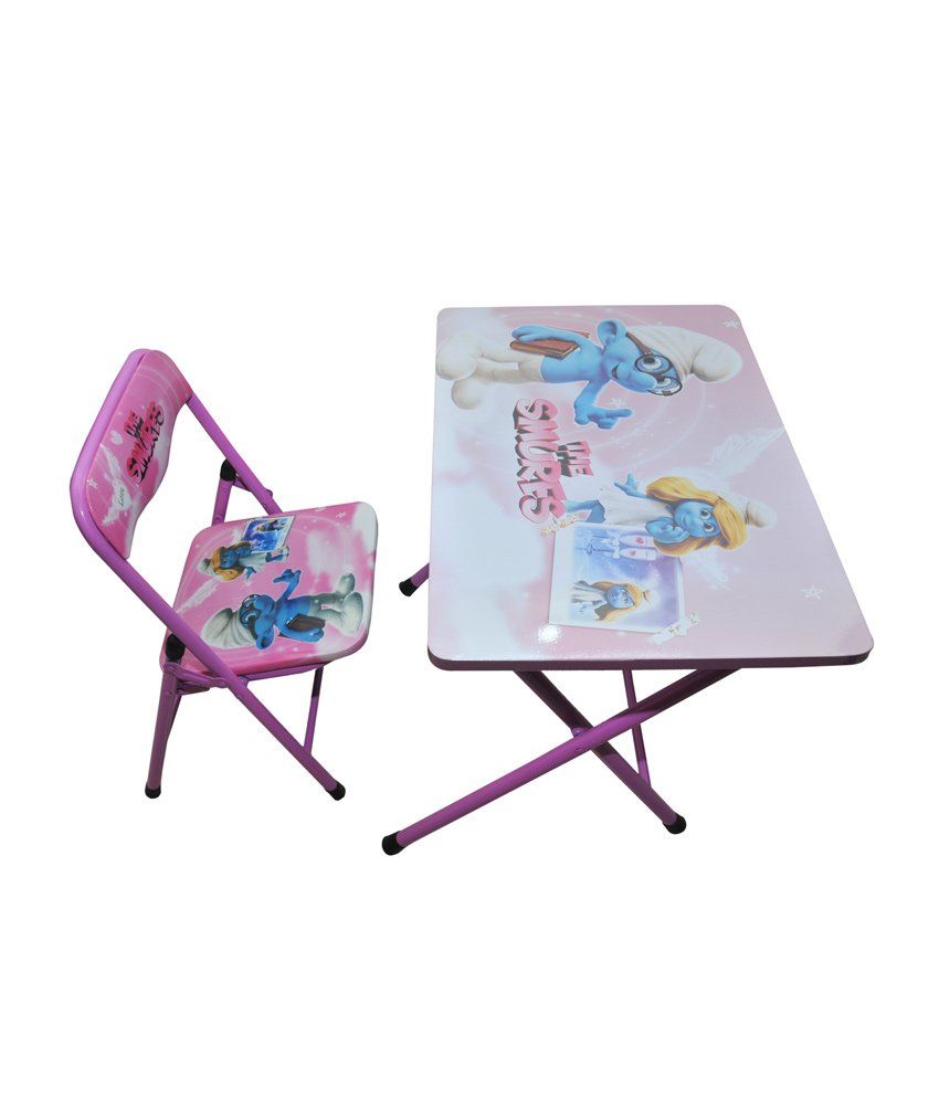 Happy Kids Foldable Study Table And Chair - The Smurfs ... on {keyword}