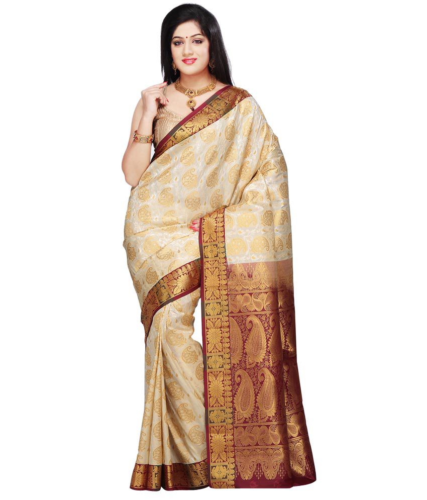 Utsav Fashion Beige Kanchipuram Silk SDL215587550 1 aae65