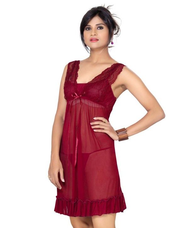 Buy Eazy Maroon Synthetic Short Nighty Online at Best Prices in India - Snapdeal