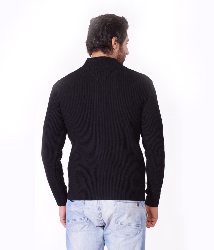 black front open sweater