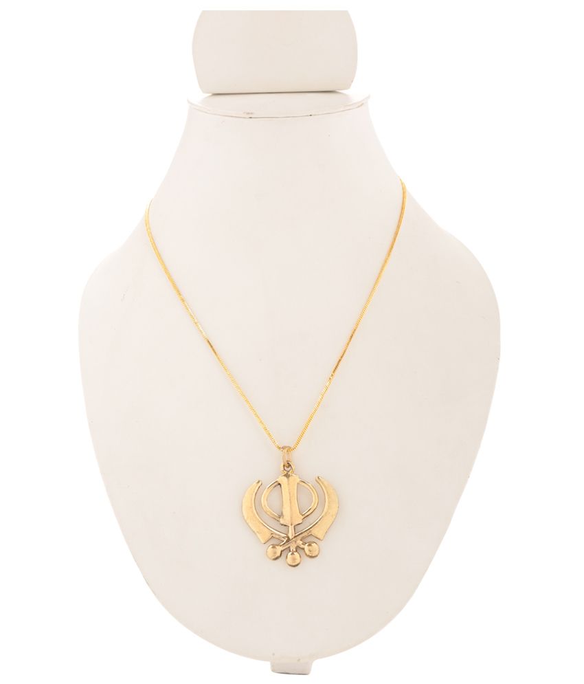 Religious Gold Plated Punjabi Khanda Pendant with Chain by GoldNera