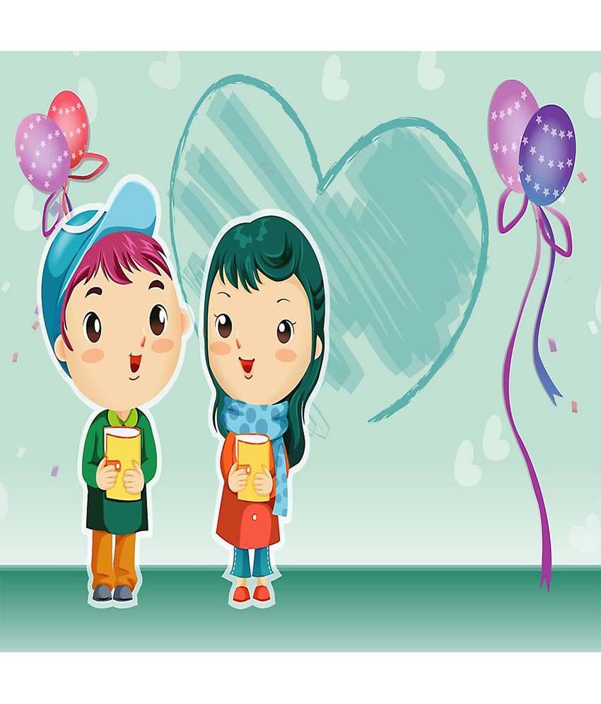 Shopkeeda Cute Cartoon Couple With Baloon 15.6 Inches Laptop Skin - Buy