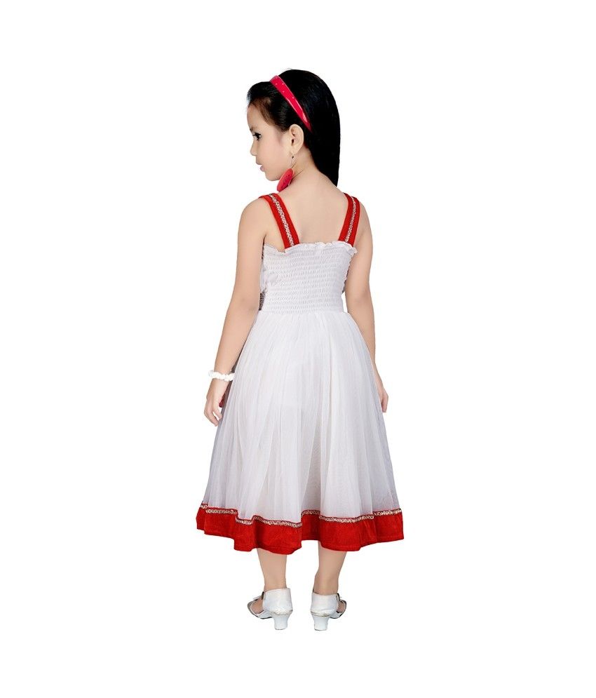 red and white combination frock