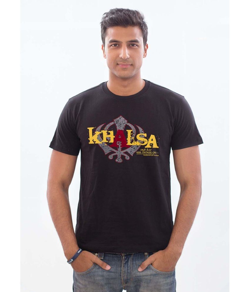Black Cotton Round Khalsa Khanda 