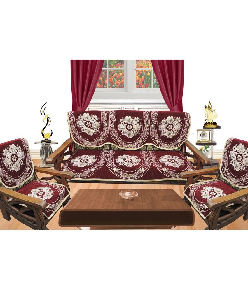 Decor Bazaar Red Floral Poly Cotton Sofa Covers Buy 1 Sofa Cover Set and Get 1 Free Buy Decor