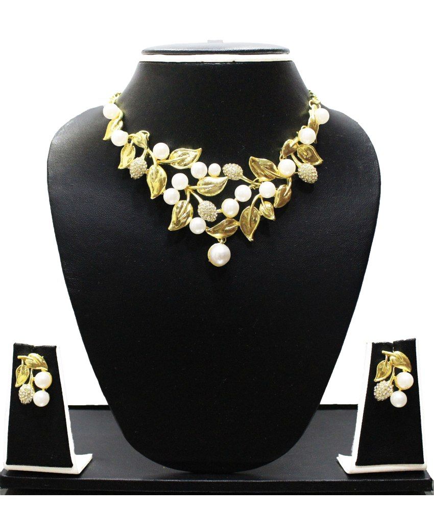 Zaveri Pearls Antique Gold Pearl Necklace Set Buy Zaveri Pearls