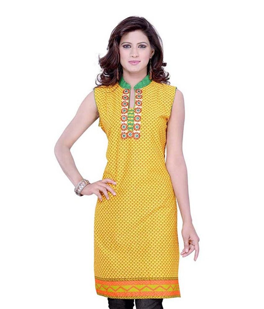 sleeveless yellow kurti