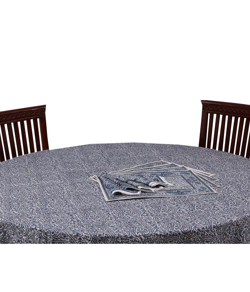 Chhipaprints Round Table Cover Gray Paisly Buy Chhipaprints Round