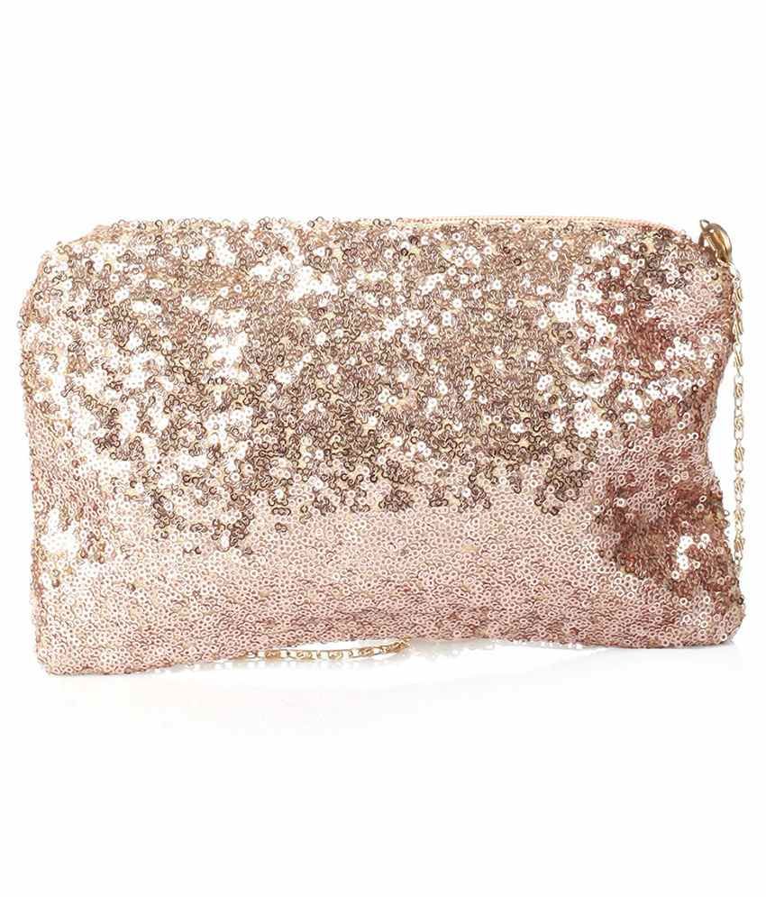 rose gold sequin clutch bag