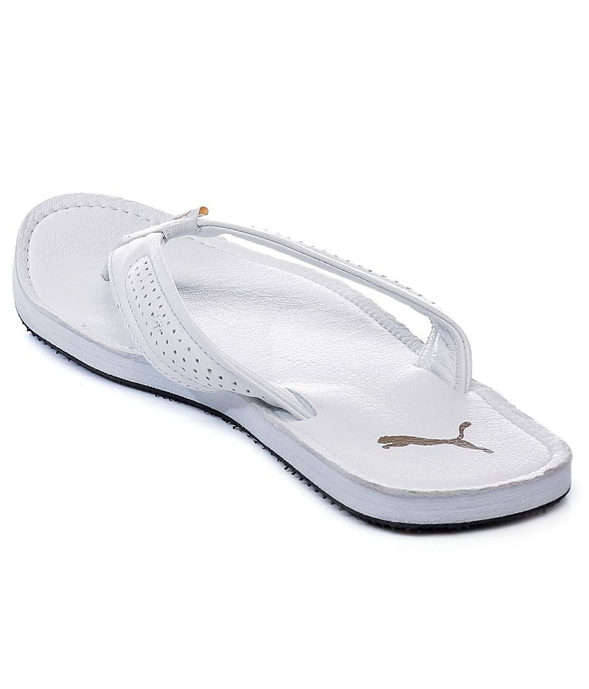 puma white flip flops