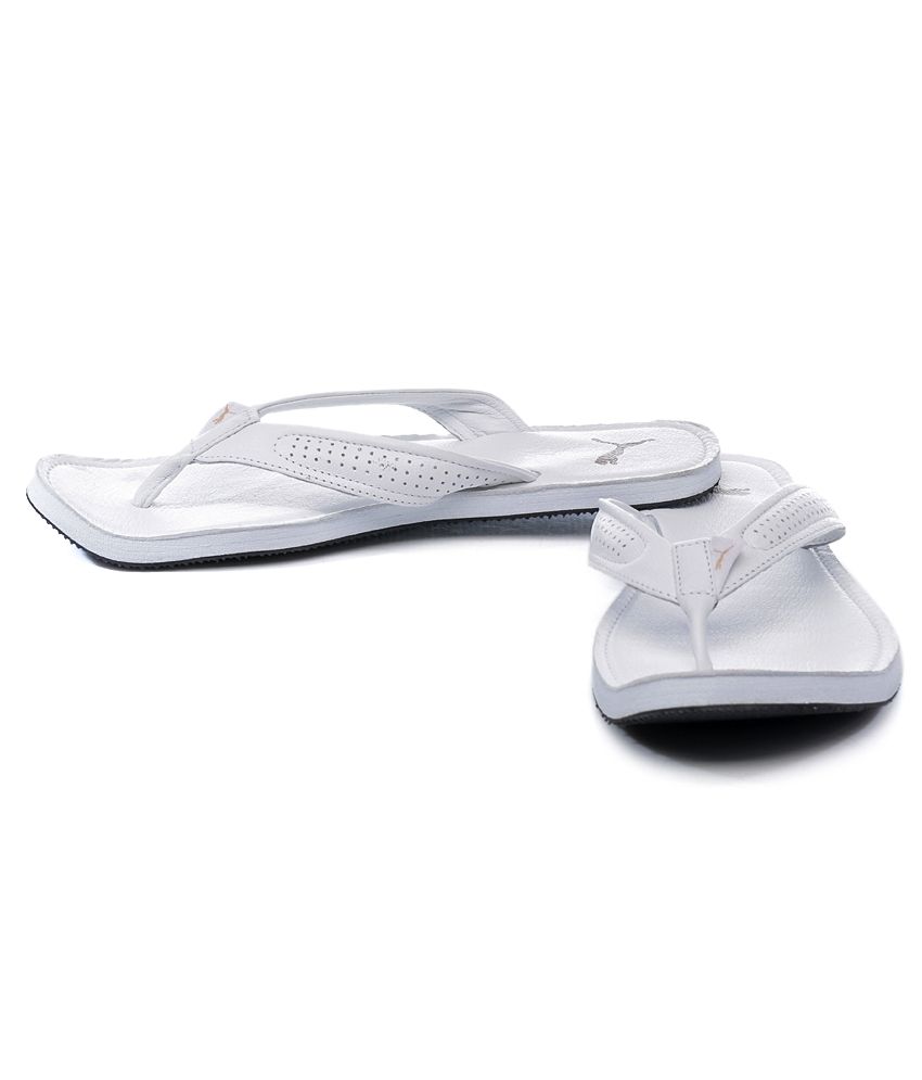 puma white slippers for men