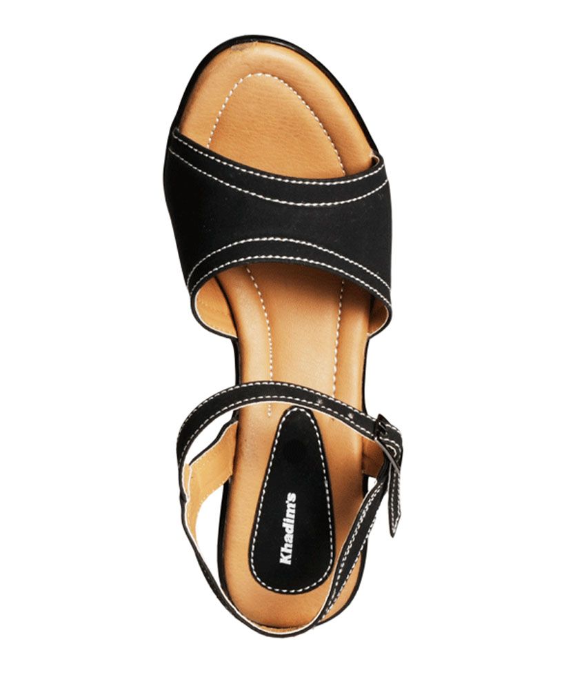 KHADIM Black Strapon Cone Heel Sandals Price in India Buy KHADIM