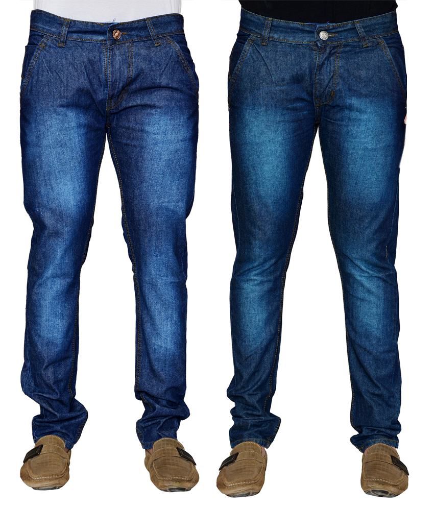 Shade-x Men's Denim Combo Of 2 Jeans With Free 1 Pair Of Assorted Socks ...