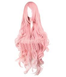 Amc Fashion Cosplay Long Pink Curly Hair Wig