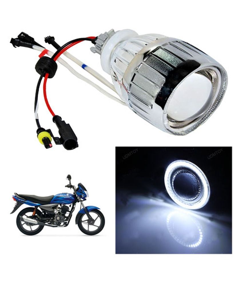 Vheelocityin White Ring Bajaj Platina 100 Bi Xenon Bike Projector