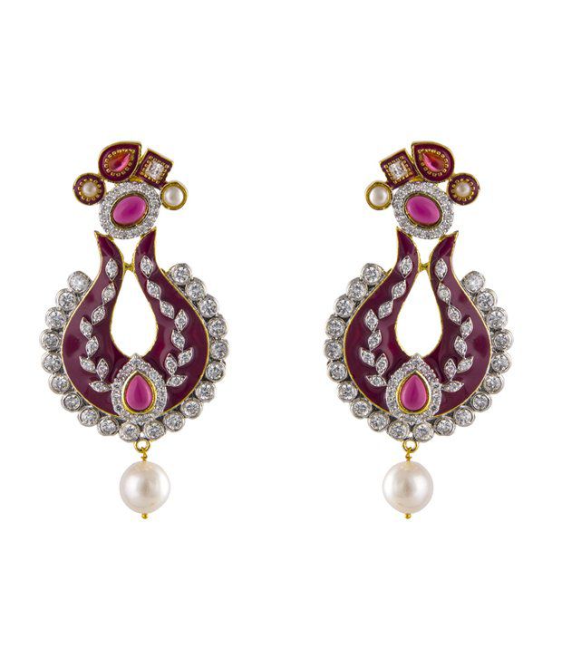 Krishna Pearls And Jewellers White Style Diva Pearl Stud Earrings - Buy ...