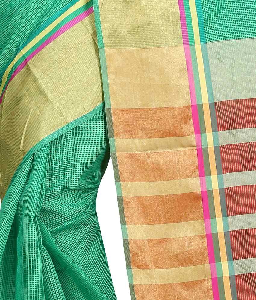 Sanju Sarees Green Cotton Silk Chettinad Cotton Sarees Buy Sanju Sarees Green Cotton Silk