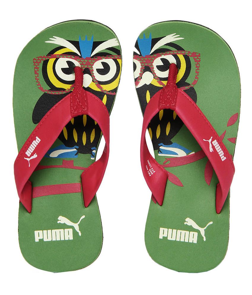 puma green flip flops