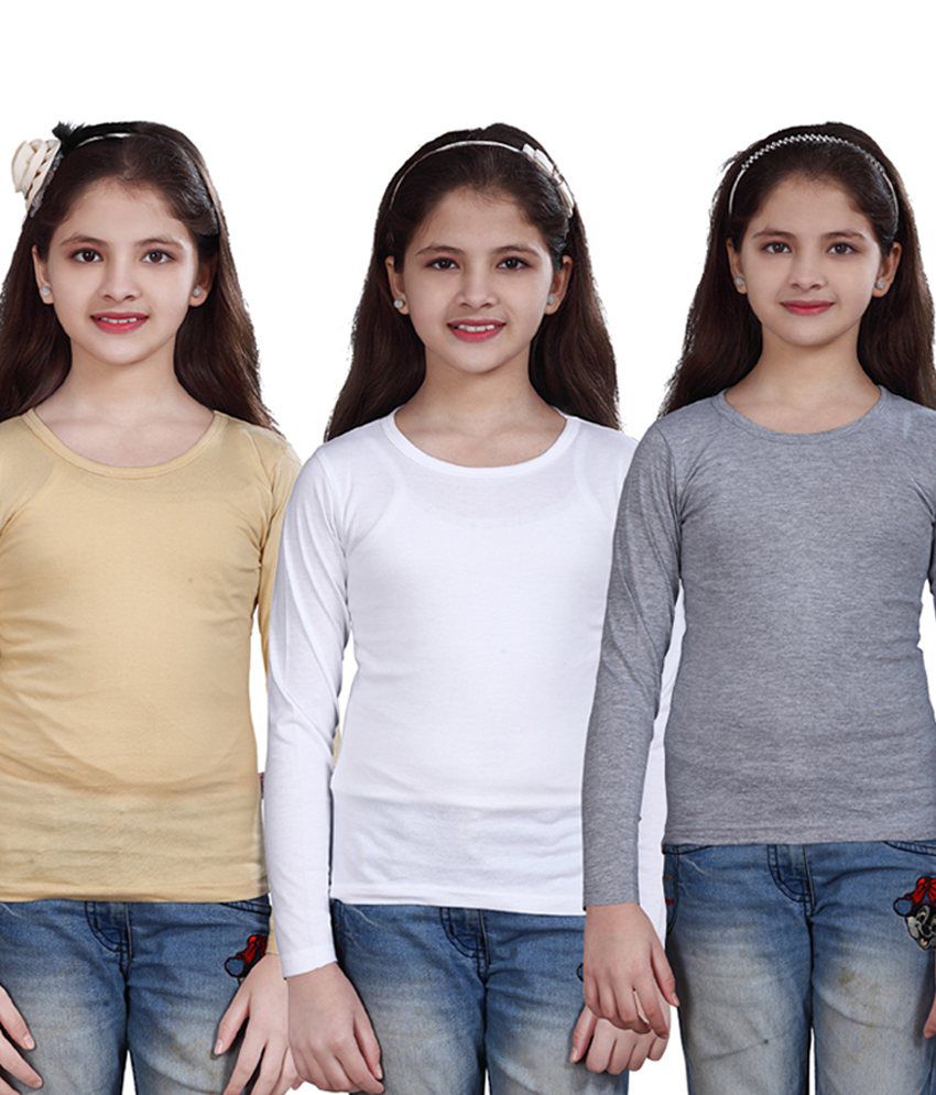     			Sini Mini Multicolor Cotton Full Sleeve Cute Girls Top - Combo of 3 Pcs