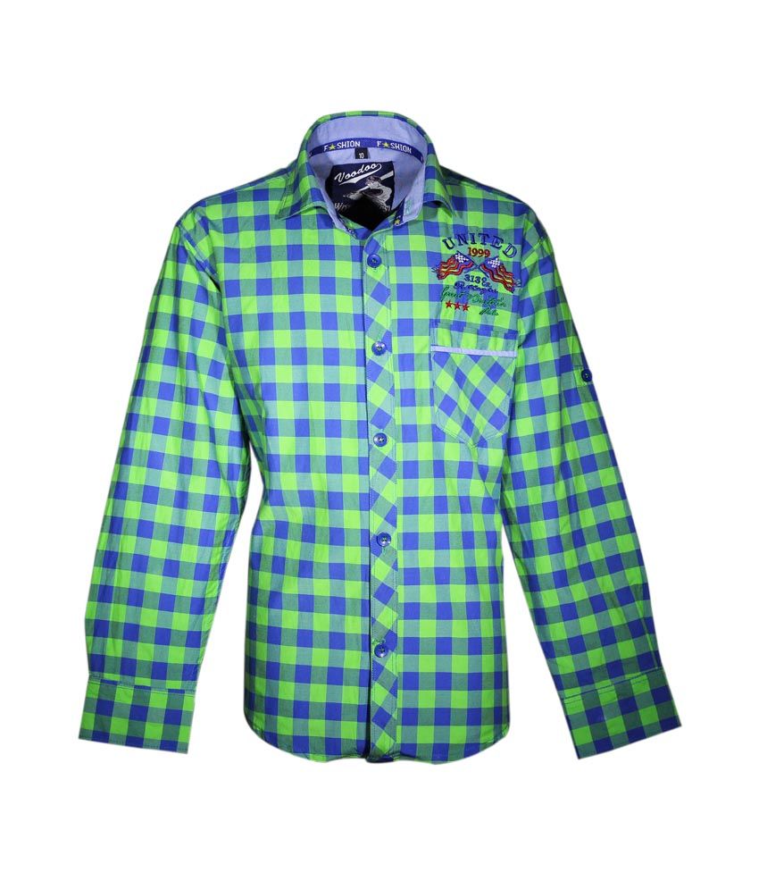 Voodoo Blue and green checkered shirt for kids - Buy Voodoo Blue and ...