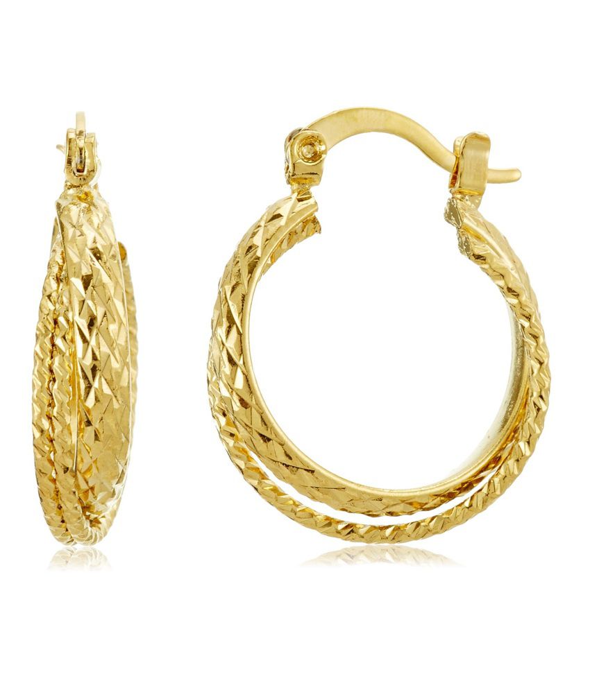 18 KT Gold Plated Hoop Earrings Gold for Women by GB Jewellery: Buy 18 ...