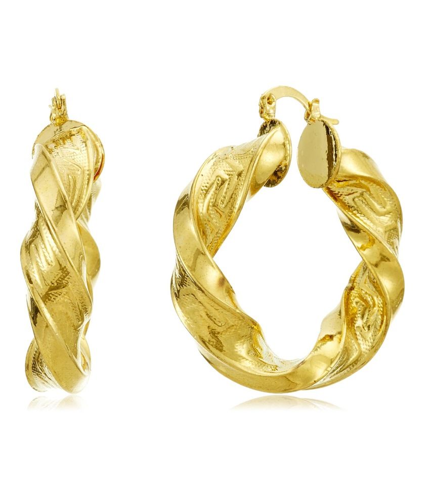 18 KT Gold Plated Hoop Earrings Gold for Women by GB Jewellery - Buy 18 ...