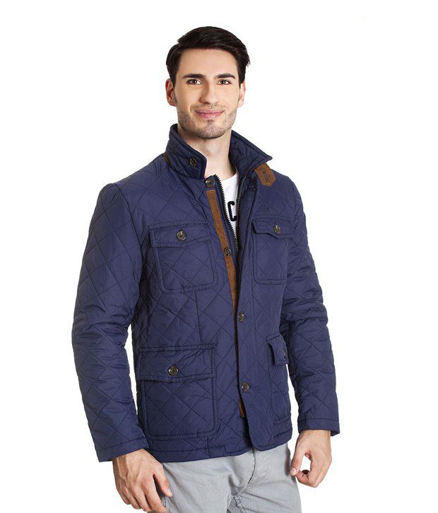 Allen Solly Blue Polyester Quilted & Bomber - Buy Allen Solly Blue Polyester Quilted & Bomber 