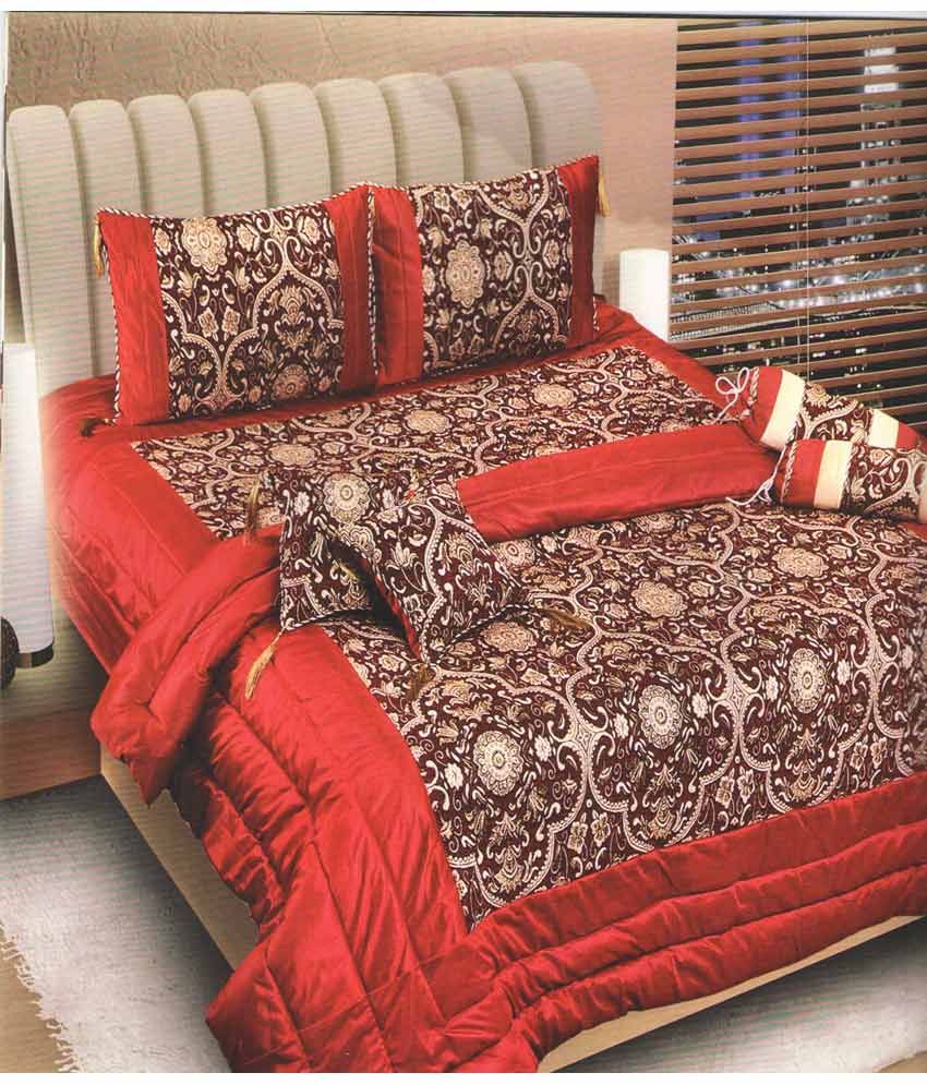 Decor Bazaar Jacquard Maroon Bedding Set Of 8 Piece - Buy Decor Bazaar