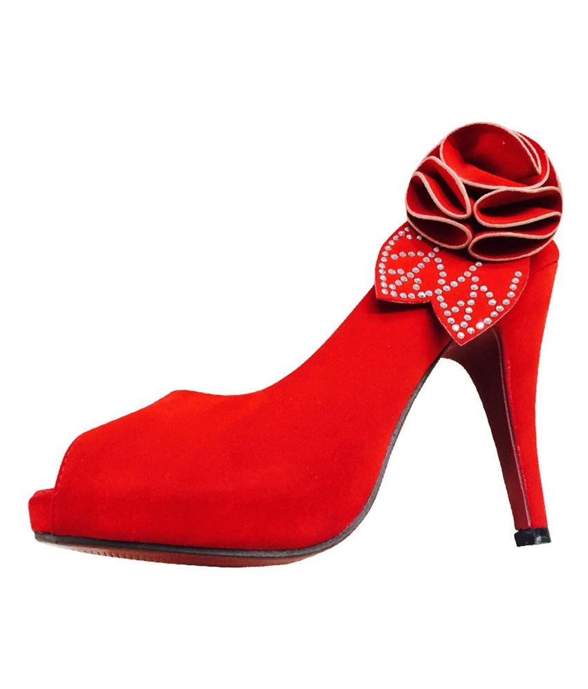 Steps Red Velvet High Heel Sandal Price in India- Buy Steps Red Velvet High Heel Sandal Online 